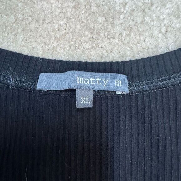 GUC Matty M Women's XL Black Rib Knit Sleeveless V-Neck Wrap Tank Top - Picture 3 of 4